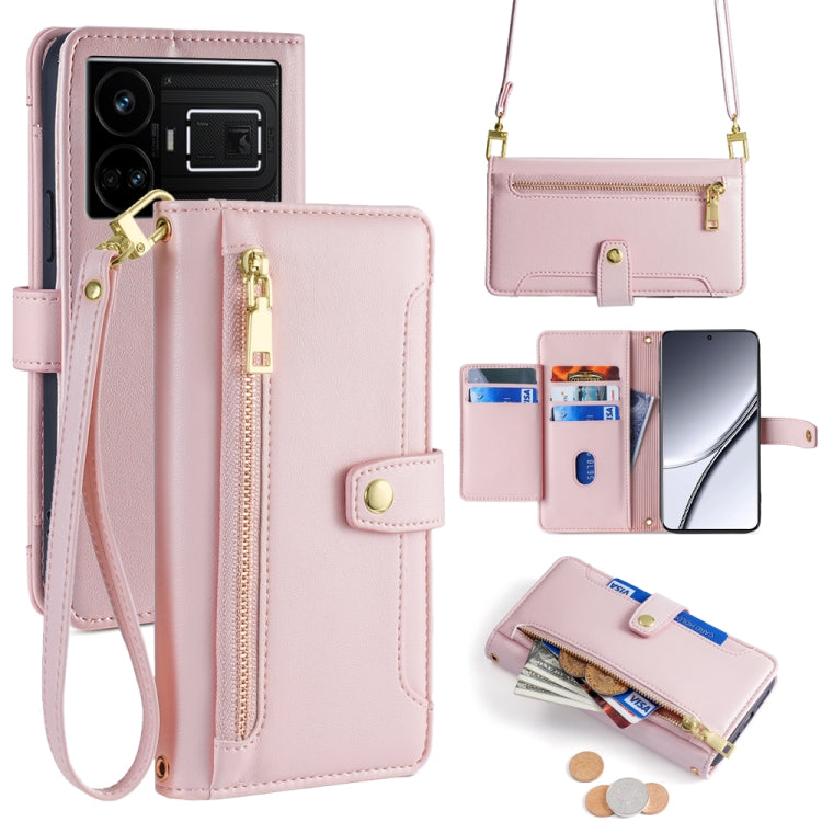 Sheep Texture Cross-body Zipper Wallet Leather Phone Case, For Realme 14 Pro 5G Global, For Realme C75 4G / 14x 5G Global, For Realme 13 Pro 5G, For Realme C61 4G, For Realme GT Neo6 SE, For Realme 12 5G, For Realme 12+ 5G, For Realme 12 Pro 5G        ...