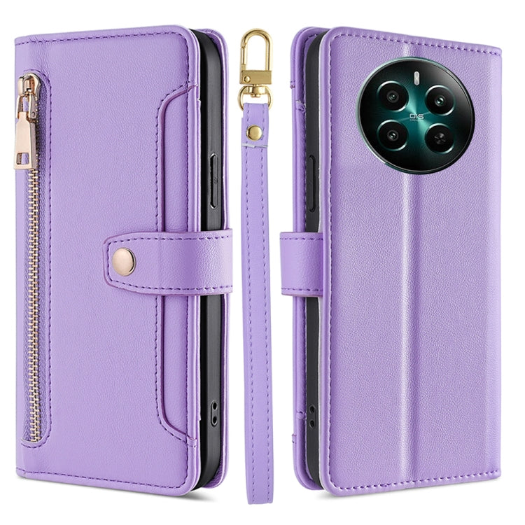 Sheep Texture Cross-body Zipper Wallet Leather Phone Case, For Realme 14 Pro 5G Global, For Realme C75 4G / 14x 5G Global, For Realme 13 Pro 5G, For Realme C61 4G, For Realme GT Neo6 SE, For Realme 12 5G, For Realme 12+ 5G, For Realme 12 Pro 5G        ...