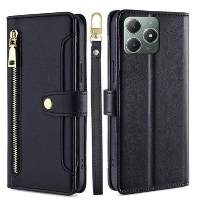 Sheep Texture Cross-body Zipper Wallet Leather Phone Case, For Realme 14 Pro 5G Global, For Realme C75 4G / 14x 5G Global, For Realme 13 Pro 5G, For Realme C61 4G, For Realme GT Neo6 SE, For Realme 12 5G, For Realme 12+ 5G, For Realme 12 Pro 5G        ...