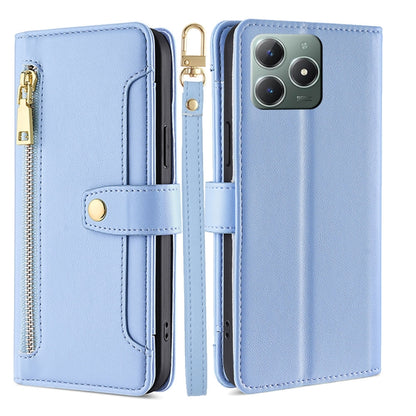Sheep Texture Cross-body Zipper Wallet Leather Phone Case, For Realme 14 Pro 5G Global, For Realme C75 4G / 14x 5G Global, For Realme 13 Pro 5G, For Realme C61 4G, For Realme GT Neo6 SE, For Realme 12 5G, For Realme 12+ 5G, For Realme 12 Pro 5G        ...