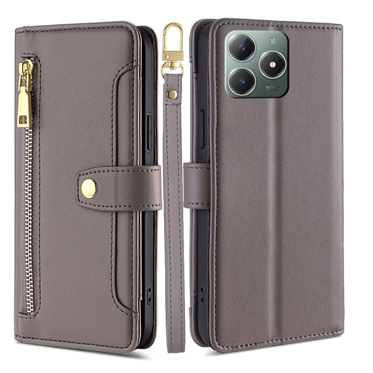 Sheep Texture Cross-body Zipper Wallet Leather Phone Case, For Realme 14 Pro 5G Global, For Realme C75 4G / 14x 5G Global, For Realme 13 Pro 5G, For Realme C61 4G, For Realme GT Neo6 SE, For Realme 12 5G, For Realme 12+ 5G, For Realme 12 Pro 5G        ...
