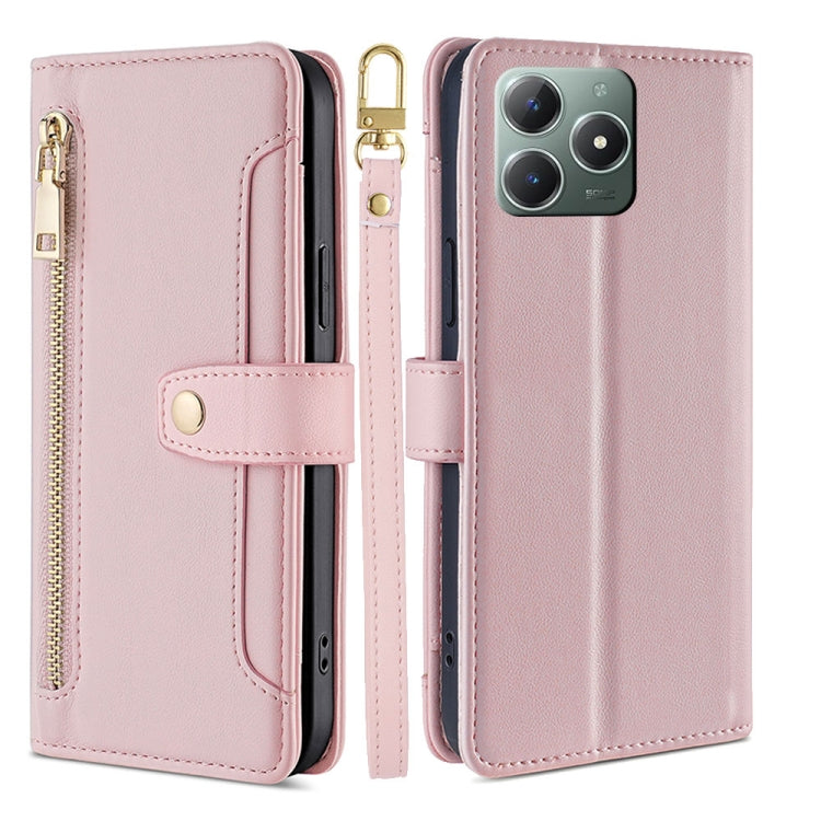 Sheep Texture Cross-body Zipper Wallet Leather Phone Case, For Realme 14 Pro 5G Global, For Realme C75 4G / 14x 5G Global, For Realme 13 Pro 5G, For Realme C61 4G, For Realme GT Neo6 SE, For Realme 12 5G, For Realme 12+ 5G, For Realme 12 Pro 5G        ...
