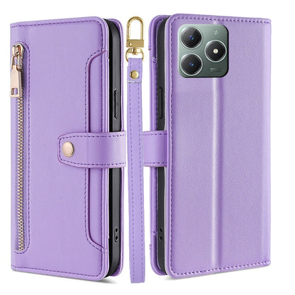 Sheep Texture Cross-body Zipper Wallet Leather Phone Case, For Realme 14 Pro 5G Global, For Realme C75 4G / 14x 5G Global, For Realme 13 Pro 5G, For Realme C61 4G, For Realme GT Neo6 SE, For Realme 12 5G, For Realme 12+ 5G, For Realme 12 Pro 5G        ...