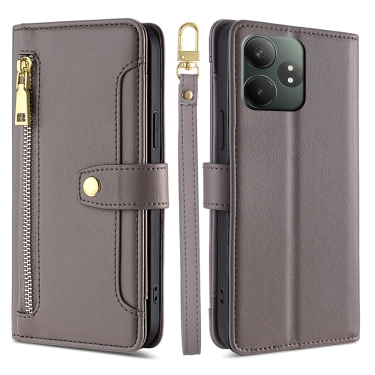 Sheep Texture Cross-body Zipper Wallet Leather Phone Case, For Realme 14 Pro 5G Global, For Realme C75 4G / 14x 5G Global, For Realme 13 Pro 5G, For Realme C61 4G, For Realme GT Neo6 SE, For Realme 12 5G, For Realme 12+ 5G, For Realme 12 Pro 5G        ...