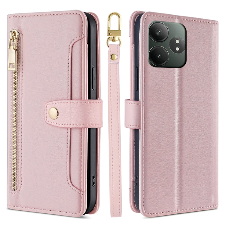 Sheep Texture Cross-body Zipper Wallet Leather Phone Case, For Realme 14 Pro 5G Global, For Realme C75 4G / 14x 5G Global, For Realme 13 Pro 5G, For Realme C61 4G, For Realme GT Neo6 SE, For Realme 12 5G, For Realme 12+ 5G, For Realme 12 Pro 5G        ...