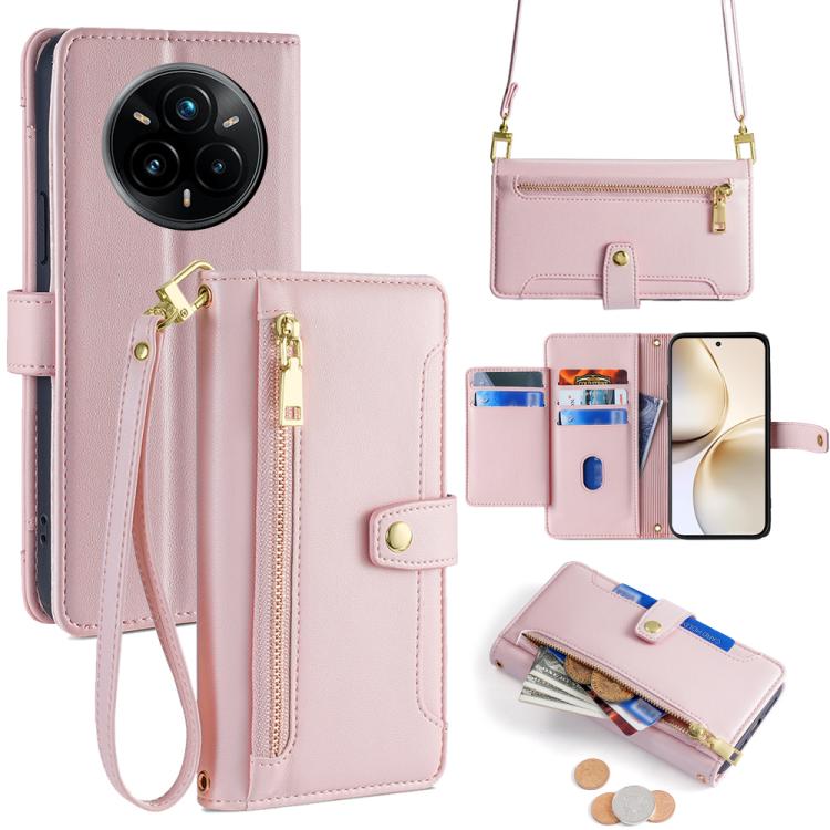 Sheep Texture Cross-body Zipper Wallet Leather Phone Case, For Realme 14 Pro 5G Global, For Realme C75 4G / 14x 5G Global, For Realme 13 Pro 5G, For Realme C61 4G, For Realme GT Neo6 SE, For Realme 12 5G, For Realme 12+ 5G, For Realme 12 Pro 5G        ...
