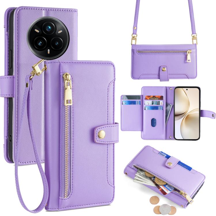 Sheep Texture Cross-body Zipper Wallet Leather Phone Case, For Realme 14 Pro 5G Global, For Realme C75 4G / 14x 5G Global, For Realme 13 Pro 5G, For Realme C61 4G, For Realme GT Neo6 SE, For Realme 12 5G, For Realme 12+ 5G, For Realme 12 Pro 5G        ...