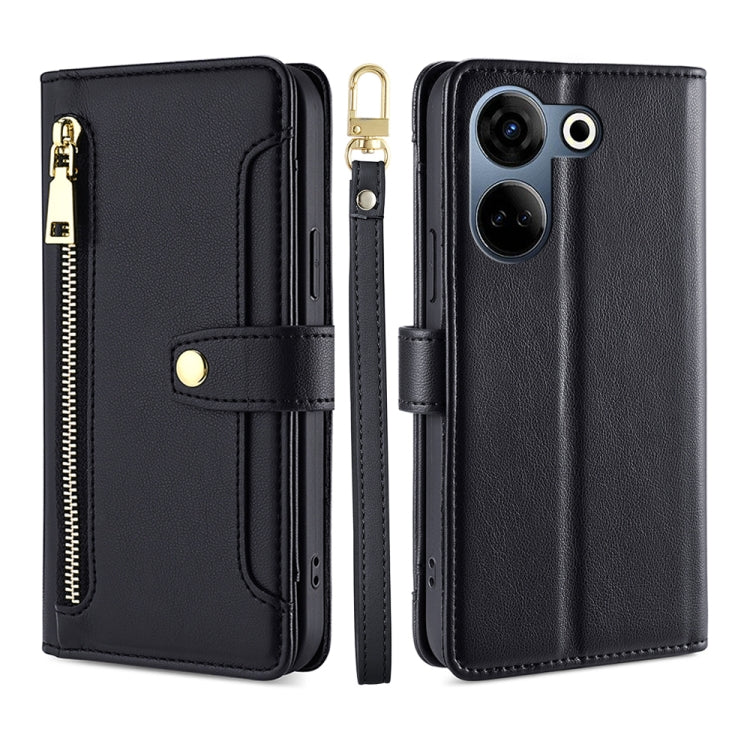 Sheep Texture Cross-body Zipper Wallet Leather Phone Case, For Tecno Spark 30 4G, For Tecno Pova 6 Neo 5G, For Tecno Camon 30 Premier 5G, For Tecno Camon 30 Pro 5G, For Tecno Camon 30, For Tecno Spark Go 2024, For Tecno Pova 5 Pro, For Tecno Pova Neo 3...