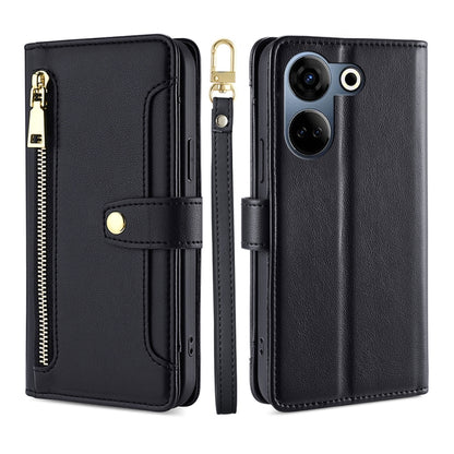 Sheep Texture Cross-body Zipper Wallet Leather Phone Case, For Tecno Spark 30 4G, For Tecno Pova 6 Neo 5G, For Tecno Camon 30 Premier 5G, For Tecno Camon 30 Pro 5G, For Tecno Camon 30, For Tecno Spark Go 2024, For Tecno Pova 5 Pro, For Tecno Pova Neo 3...