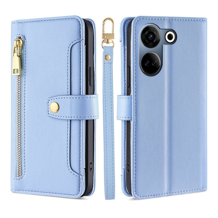 Sheep Texture Cross-body Zipper Wallet Leather Phone Case, For Tecno Spark 30 4G, For Tecno Pova 6 Neo 5G, For Tecno Camon 30 Premier 5G, For Tecno Camon 30 Pro 5G, For Tecno Camon 30, For Tecno Spark Go 2024, For Tecno Pova 5 Pro, For Tecno Pova Neo 3...