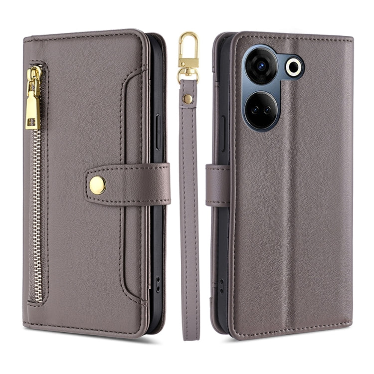 Sheep Texture Cross-body Zipper Wallet Leather Phone Case, For Tecno Spark 30 4G, For Tecno Pova 6 Neo 5G, For Tecno Camon 30 Premier 5G, For Tecno Camon 30 Pro 5G, For Tecno Camon 30, For Tecno Spark Go 2024, For Tecno Pova 5 Pro, For Tecno Pova Neo 3...