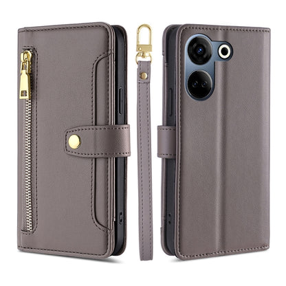 Sheep Texture Cross-body Zipper Wallet Leather Phone Case, For Tecno Spark 30 4G, For Tecno Pova 6 Neo 5G, For Tecno Camon 30 Premier 5G, For Tecno Camon 30 Pro 5G, For Tecno Camon 30, For Tecno Spark Go 2024, For Tecno Pova 5 Pro, For Tecno Pova Neo 3...