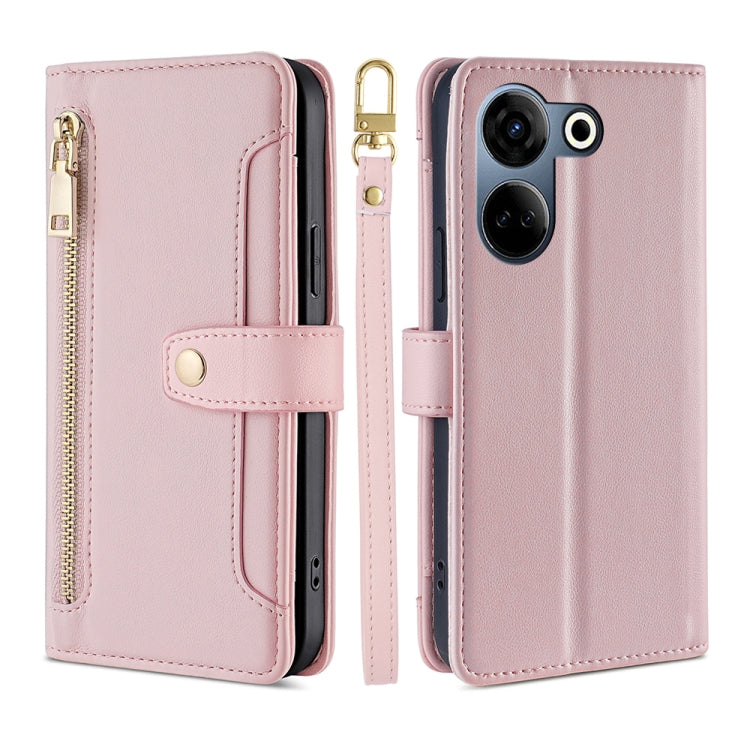 Sheep Texture Cross-body Zipper Wallet Leather Phone Case, For Tecno Spark 30 4G, For Tecno Pova 6 Neo 5G, For Tecno Camon 30 Premier 5G, For Tecno Camon 30 Pro 5G, For Tecno Camon 30, For Tecno Spark Go 2024, For Tecno Pova 5 Pro, For Tecno Pova Neo 3...