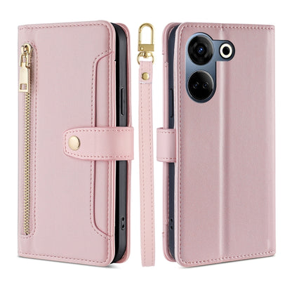 Sheep Texture Cross-body Zipper Wallet Leather Phone Case, For Tecno Spark 30 4G, For Tecno Pova 6 Neo 5G, For Tecno Camon 30 Premier 5G, For Tecno Camon 30 Pro 5G, For Tecno Camon 30, For Tecno Spark Go 2024, For Tecno Pova 5 Pro, For Tecno Pova Neo 3...
