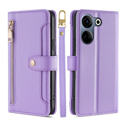 Sheep Texture Cross-body Zipper Wallet Leather Phone Case, For Tecno Spark 30 4G, For Tecno Pova 6 Neo 5G, For Tecno Camon 30 Premier 5G, For Tecno Camon 30 Pro 5G, For Tecno Camon 30, For Tecno Spark Go 2024, For Tecno Pova 5 Pro, For Tecno Pova Neo 3...