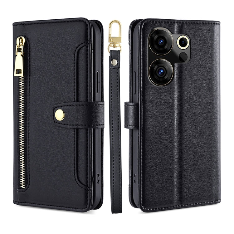 Sheep Texture Cross-body Zipper Wallet Leather Phone Case, For Tecno Spark 30 4G, For Tecno Pova 6 Neo 5G, For Tecno Camon 30 Premier 5G, For Tecno Camon 30 Pro 5G, For Tecno Camon 30, For Tecno Spark Go 2024, For Tecno Pova 5 Pro, For Tecno Pova Neo 3...