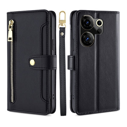 Sheep Texture Cross-body Zipper Wallet Leather Phone Case, For Tecno Spark 30 4G, For Tecno Pova 6 Neo 5G, For Tecno Camon 30 Premier 5G, For Tecno Camon 30 Pro 5G, For Tecno Camon 30, For Tecno Spark Go 2024, For Tecno Pova 5 Pro, For Tecno Pova Neo 3...