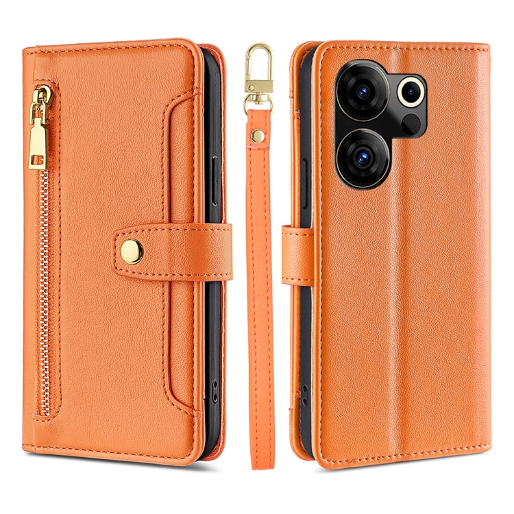 Sheep Texture Cross-body Zipper Wallet Leather Phone Case, For Tecno Spark 30 4G, For Tecno Pova 6 Neo 5G, For Tecno Camon 30 Premier 5G, For Tecno Camon 30 Pro 5G, For Tecno Camon 30, For Tecno Spark Go 2024, For Tecno Pova 5 Pro, For Tecno Pova Neo 3...