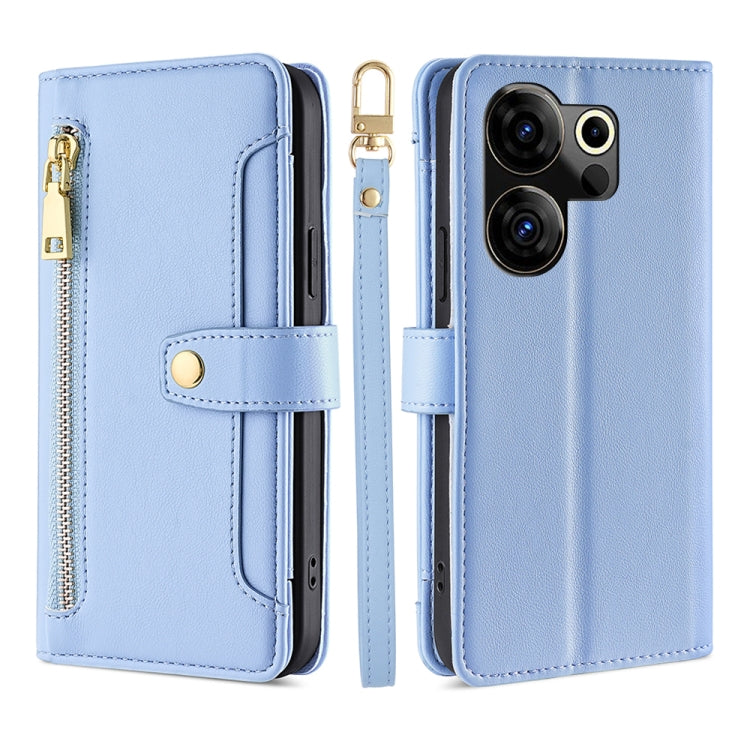 Sheep Texture Cross-body Zipper Wallet Leather Phone Case, For Tecno Spark 30 4G, For Tecno Pova 6 Neo 5G, For Tecno Camon 30 Premier 5G, For Tecno Camon 30 Pro 5G, For Tecno Camon 30, For Tecno Spark Go 2024, For Tecno Pova 5 Pro, For Tecno Pova Neo 3...