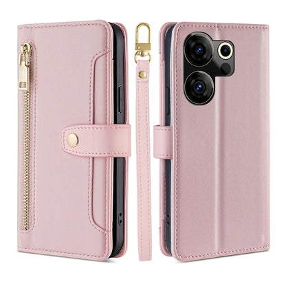 Sheep Texture Cross-body Zipper Wallet Leather Phone Case, For Tecno Spark 30 4G, For Tecno Pova 6 Neo 5G, For Tecno Camon 30 Premier 5G, For Tecno Camon 30 Pro 5G, For Tecno Camon 30, For Tecno Spark Go 2024, For Tecno Pova 5 Pro, For Tecno Pova Neo 3...