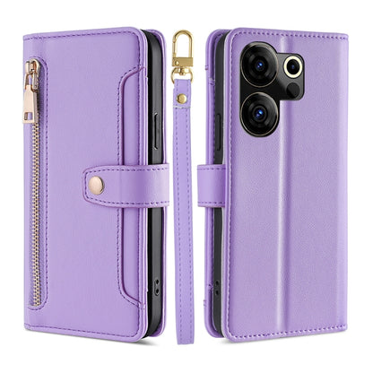 Sheep Texture Cross-body Zipper Wallet Leather Phone Case, For Tecno Spark 30 4G, For Tecno Pova 6 Neo 5G, For Tecno Camon 30 Premier 5G, For Tecno Camon 30 Pro 5G, For Tecno Camon 30, For Tecno Spark Go 2024, For Tecno Pova 5 Pro, For Tecno Pova Neo 3...