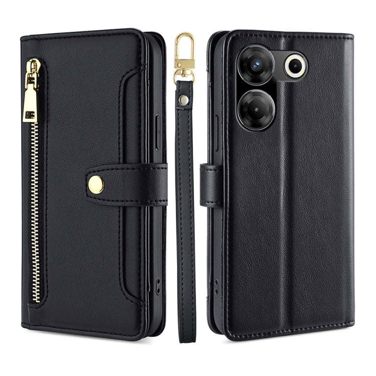 Sheep Texture Cross-body Zipper Wallet Leather Phone Case, For Tecno Spark 30 4G, For Tecno Pova 6 Neo 5G, For Tecno Camon 30 Premier 5G, For Tecno Camon 30 Pro 5G, For Tecno Camon 30, For Tecno Spark Go 2024, For Tecno Pova 5 Pro, For Tecno Pova Neo 3...