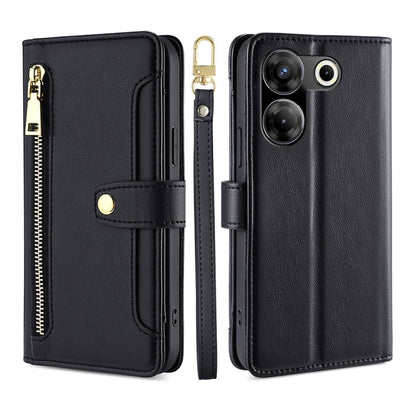 Sheep Texture Cross-body Zipper Wallet Leather Phone Case, For Tecno Spark 30 4G, For Tecno Pova 6 Neo 5G, For Tecno Camon 30 Premier 5G, For Tecno Camon 30 Pro 5G, For Tecno Camon 30, For Tecno Spark Go 2024, For Tecno Pova 5 Pro, For Tecno Pova Neo 3...