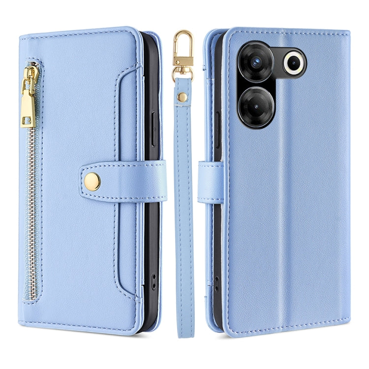 Sheep Texture Cross-body Zipper Wallet Leather Phone Case, For Tecno Spark 30 4G, For Tecno Pova 6 Neo 5G, For Tecno Camon 30 Premier 5G, For Tecno Camon 30 Pro 5G, For Tecno Camon 30, For Tecno Spark Go 2024, For Tecno Pova 5 Pro, For Tecno Pova Neo 3...