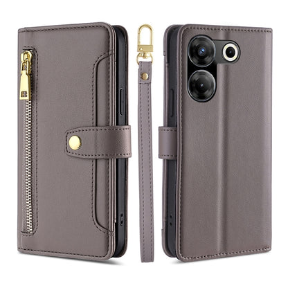 Sheep Texture Cross-body Zipper Wallet Leather Phone Case, For Tecno Spark 30 4G, For Tecno Pova 6 Neo 5G, For Tecno Camon 30 Premier 5G, For Tecno Camon 30 Pro 5G, For Tecno Camon 30, For Tecno Spark Go 2024, For Tecno Pova 5 Pro, For Tecno Pova Neo 3...