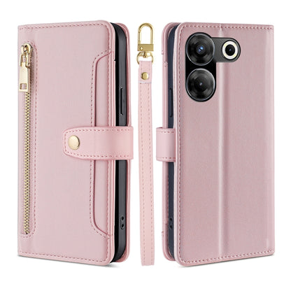 Sheep Texture Cross-body Zipper Wallet Leather Phone Case, For Tecno Spark 30 4G, For Tecno Pova 6 Neo 5G, For Tecno Camon 30 Premier 5G, For Tecno Camon 30 Pro 5G, For Tecno Camon 30, For Tecno Spark Go 2024, For Tecno Pova 5 Pro, For Tecno Pova Neo 3...