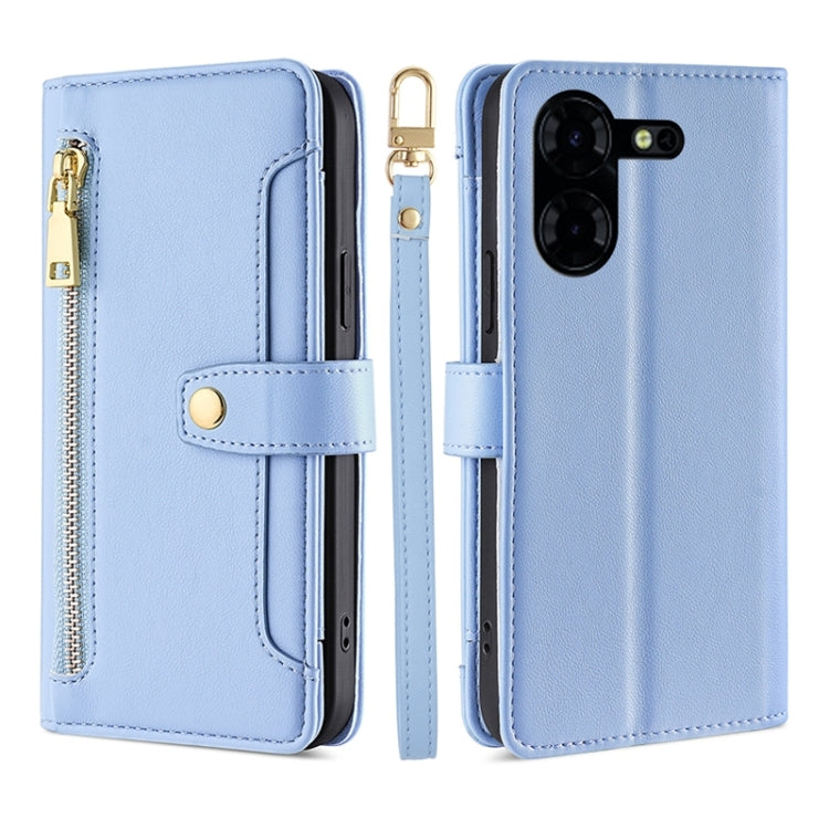 Sheep Texture Cross-body Zipper Wallet Leather Phone Case, For Tecno Spark 30 4G, For Tecno Pova 6 Neo 5G, For Tecno Camon 30 Premier 5G, For Tecno Camon 30 Pro 5G, For Tecno Camon 30, For Tecno Spark Go 2024, For Tecno Pova 5 Pro, For Tecno Pova Neo 3...