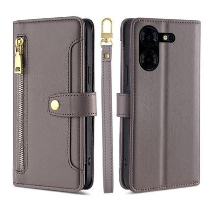 Sheep Texture Cross-body Zipper Wallet Leather Phone Case, For Tecno Spark 30 4G, For Tecno Pova 6 Neo 5G, For Tecno Camon 30 Premier 5G, For Tecno Camon 30 Pro 5G, For Tecno Camon 30, For Tecno Spark Go 2024, For Tecno Pova 5 Pro, For Tecno Pova Neo 3...