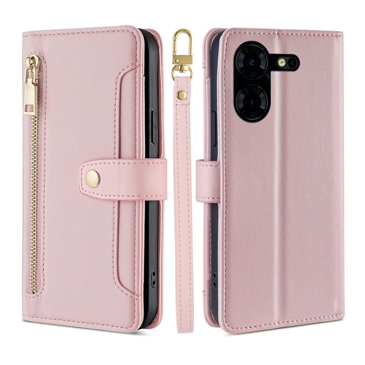 Sheep Texture Cross-body Zipper Wallet Leather Phone Case, For Tecno Spark 30 4G, For Tecno Pova 6 Neo 5G, For Tecno Camon 30 Premier 5G, For Tecno Camon 30 Pro 5G, For Tecno Camon 30, For Tecno Spark Go 2024, For Tecno Pova 5 Pro, For Tecno Pova Neo 3...