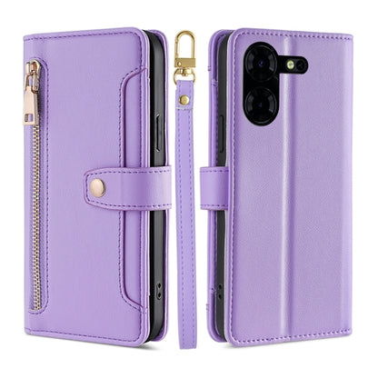 Sheep Texture Cross-body Zipper Wallet Leather Phone Case, For Tecno Spark 30 4G, For Tecno Pova 6 Neo 5G, For Tecno Camon 30 Premier 5G, For Tecno Camon 30 Pro 5G, For Tecno Camon 30, For Tecno Spark Go 2024, For Tecno Pova 5 Pro, For Tecno Pova Neo 3...