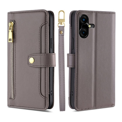 Sheep Texture Cross-body Zipper Wallet Leather Phone Case, For Tecno Spark 30 4G, For Tecno Pova 6 Neo 5G, For Tecno Camon 30 Premier 5G, For Tecno Camon 30 Pro 5G, For Tecno Camon 30, For Tecno Spark Go 2024, For Tecno Pova 5 Pro, For Tecno Pova Neo 3...