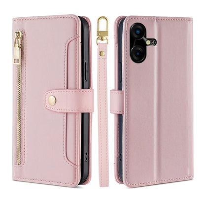 Sheep Texture Cross-body Zipper Wallet Leather Phone Case, For Tecno Spark 30 4G, For Tecno Pova 6 Neo 5G, For Tecno Camon 30 Premier 5G, For Tecno Camon 30 Pro 5G, For Tecno Camon 30, For Tecno Spark Go 2024, For Tecno Pova 5 Pro, For Tecno Pova Neo 3...