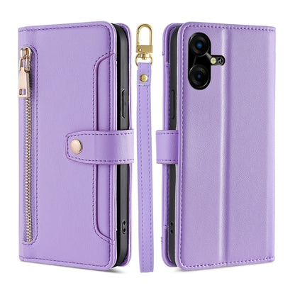 Sheep Texture Cross-body Zipper Wallet Leather Phone Case, For Tecno Spark 30 4G, For Tecno Pova 6 Neo 5G, For Tecno Camon 30 Premier 5G, For Tecno Camon 30 Pro 5G, For Tecno Camon 30, For Tecno Spark Go 2024, For Tecno Pova 5 Pro, For Tecno Pova Neo 3...