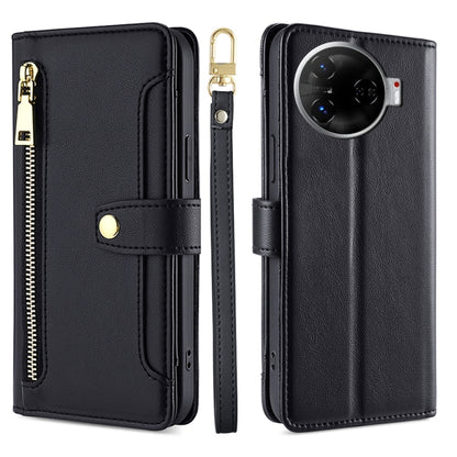 Sheep Texture Cross-body Zipper Wallet Leather Phone Case, For Tecno Spark 30 4G, For Tecno Pova 6 Neo 5G, For Tecno Camon 30 Premier 5G, For Tecno Camon 30 Pro 5G, For Tecno Camon 30, For Tecno Spark Go 2024, For Tecno Pova 5 Pro, For Tecno Pova Neo 3...