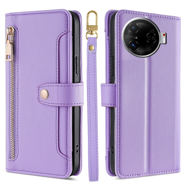 Sheep Texture Cross-body Zipper Wallet Leather Phone Case, For Tecno Spark 30 4G, For Tecno Pova 6 Neo 5G, For Tecno Camon 30 Premier 5G, For Tecno Camon 30 Pro 5G, For Tecno Camon 30, For Tecno Spark Go 2024, For Tecno Pova 5 Pro, For Tecno Pova Neo 3...