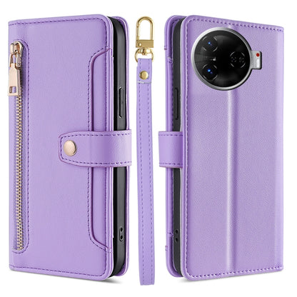 Sheep Texture Cross-body Zipper Wallet Leather Phone Case, For Tecno Spark 30 4G, For Tecno Pova 6 Neo 5G, For Tecno Camon 30 Premier 5G, For Tecno Camon 30 Pro 5G, For Tecno Camon 30, For Tecno Spark Go 2024, For Tecno Pova 5 Pro, For Tecno Pova Neo 3...