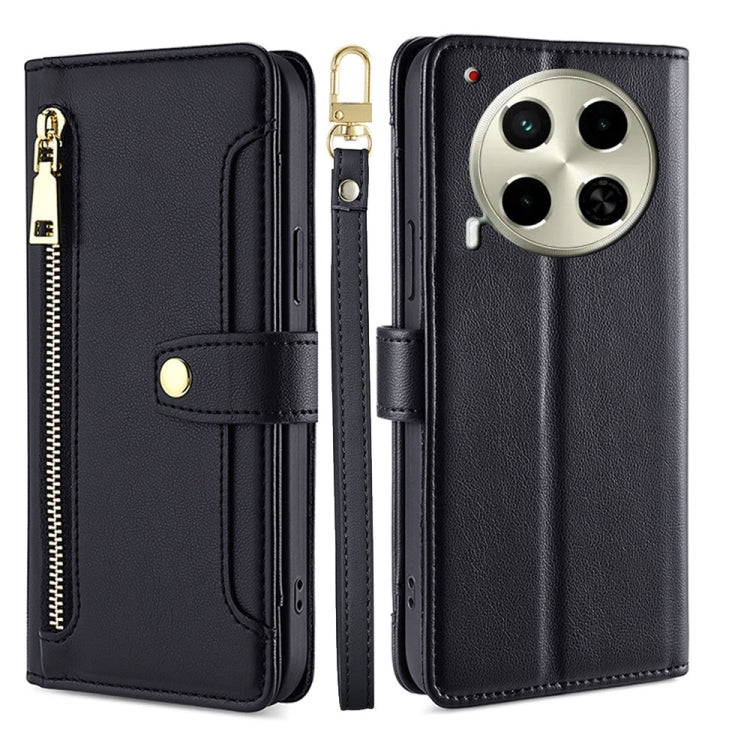 Sheep Texture Cross-body Zipper Wallet Leather Phone Case, For Tecno Spark 30 4G, For Tecno Pova 6 Neo 5G, For Tecno Camon 30 Premier 5G, For Tecno Camon 30 Pro 5G, For Tecno Camon 30, For Tecno Spark Go 2024, For Tecno Pova 5 Pro, For Tecno Pova Neo 3...