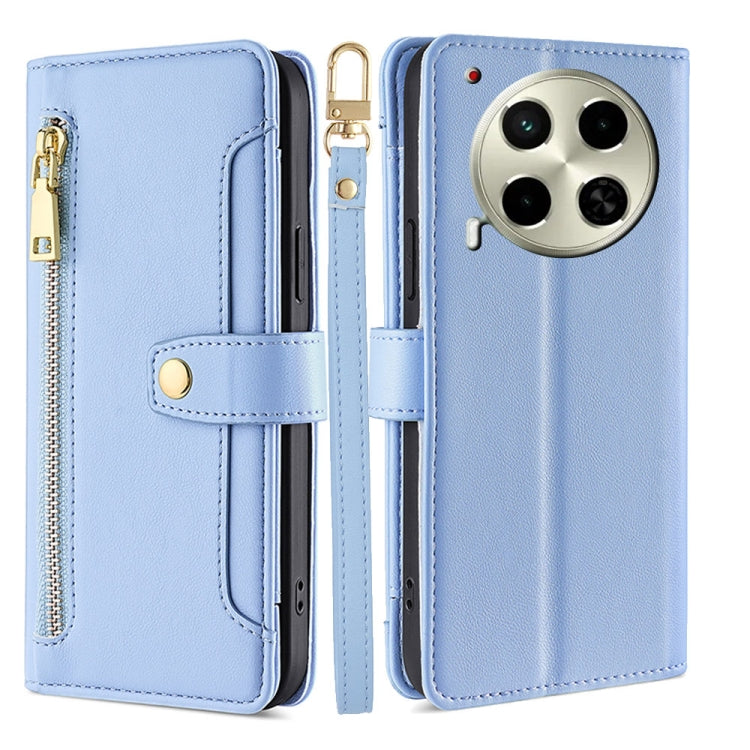 Sheep Texture Cross-body Zipper Wallet Leather Phone Case, For Tecno Spark 30 4G, For Tecno Pova 6 Neo 5G, For Tecno Camon 30 Premier 5G, For Tecno Camon 30 Pro 5G, For Tecno Camon 30, For Tecno Spark Go 2024, For Tecno Pova 5 Pro, For Tecno Pova Neo 3...
