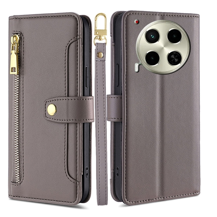 Sheep Texture Cross-body Zipper Wallet Leather Phone Case, For Tecno Spark 30 4G, For Tecno Pova 6 Neo 5G, For Tecno Camon 30 Premier 5G, For Tecno Camon 30 Pro 5G, For Tecno Camon 30, For Tecno Spark Go 2024, For Tecno Pova 5 Pro, For Tecno Pova Neo 3...