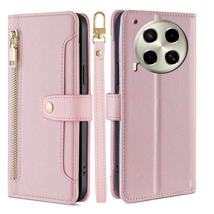 Sheep Texture Cross-body Zipper Wallet Leather Phone Case, For Tecno Spark 30 4G, For Tecno Pova 6 Neo 5G, For Tecno Camon 30 Premier 5G, For Tecno Camon 30 Pro 5G, For Tecno Camon 30, For Tecno Spark Go 2024, For Tecno Pova 5 Pro, For Tecno Pova Neo 3...