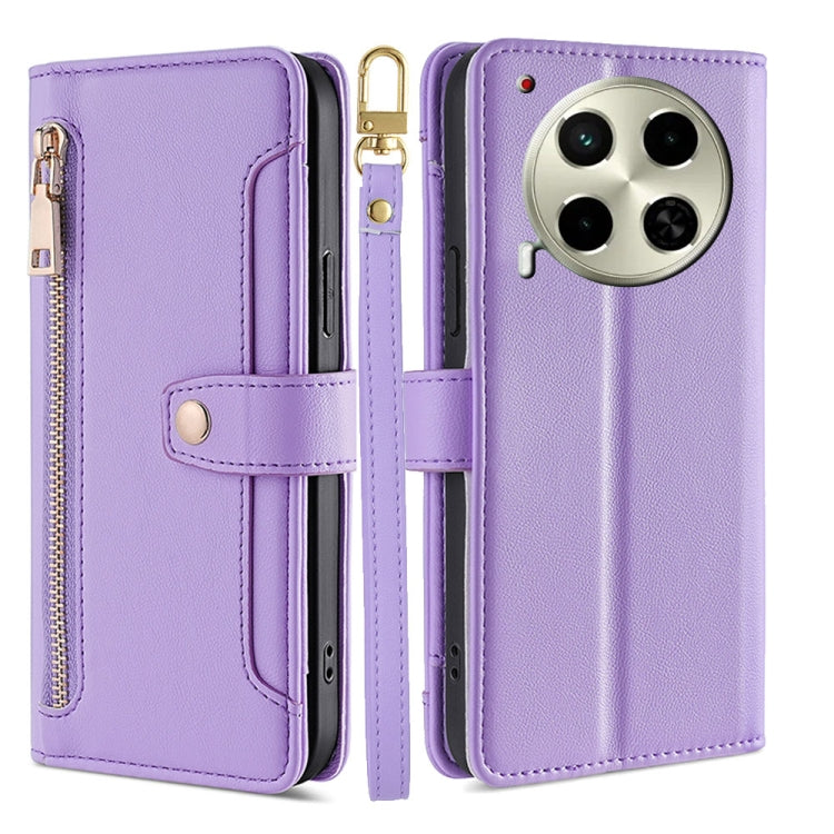 Sheep Texture Cross-body Zipper Wallet Leather Phone Case, For Tecno Spark 30 4G, For Tecno Pova 6 Neo 5G, For Tecno Camon 30 Premier 5G, For Tecno Camon 30 Pro 5G, For Tecno Camon 30, For Tecno Spark Go 2024, For Tecno Pova 5 Pro, For Tecno Pova Neo 3...