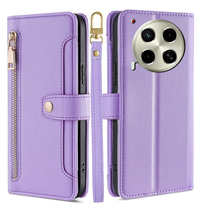 Sheep Texture Cross-body Zipper Wallet Leather Phone Case, For Tecno Spark 30 4G, For Tecno Pova 6 Neo 5G, For Tecno Camon 30 Premier 5G, For Tecno Camon 30 Pro 5G, For Tecno Camon 30, For Tecno Spark Go 2024, For Tecno Pova 5 Pro, For Tecno Pova Neo 3...