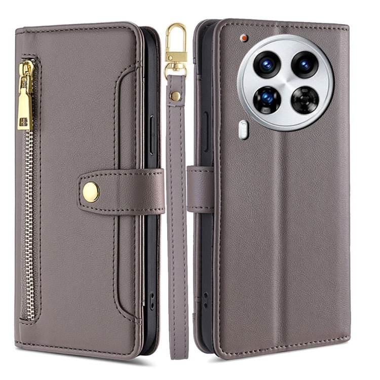 Sheep Texture Cross-body Zipper Wallet Leather Phone Case, For Tecno Spark 30 4G, For Tecno Pova 6 Neo 5G, For Tecno Camon 30 Premier 5G, For Tecno Camon 30 Pro 5G, For Tecno Camon 30, For Tecno Spark Go 2024, For Tecno Pova 5 Pro, For Tecno Pova Neo 3...