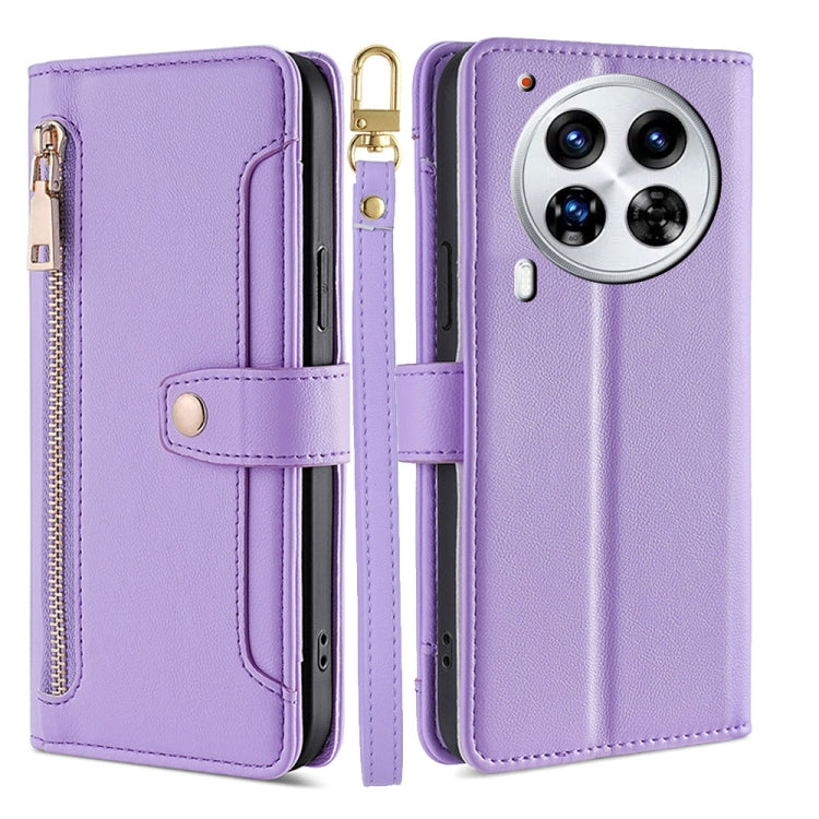 Sheep Texture Cross-body Zipper Wallet Leather Phone Case, For Tecno Spark 30 4G, For Tecno Pova 6 Neo 5G, For Tecno Camon 30 Premier 5G, For Tecno Camon 30 Pro 5G, For Tecno Camon 30, For Tecno Spark Go 2024, For Tecno Pova 5 Pro, For Tecno Pova Neo 3...