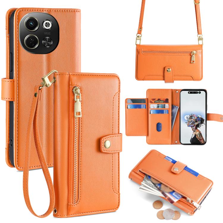 Sheep Texture Cross-body Zipper Wallet Leather Phone Case, For Tecno Spark 30 4G, For Tecno Pova 6 Neo 5G, For Tecno Camon 30 Premier 5G, For Tecno Camon 30 Pro 5G, For Tecno Camon 30, For Tecno Spark Go 2024, For Tecno Pova 5 Pro, For Tecno Pova Neo 3...