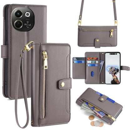 Sheep Texture Cross-body Zipper Wallet Leather Phone Case, For Tecno Spark 30 4G, For Tecno Pova 6 Neo 5G, For Tecno Camon 30 Premier 5G, For Tecno Camon 30 Pro 5G, For Tecno Camon 30, For Tecno Spark Go 2024, For Tecno Pova 5 Pro, For Tecno Pova Neo 3...
